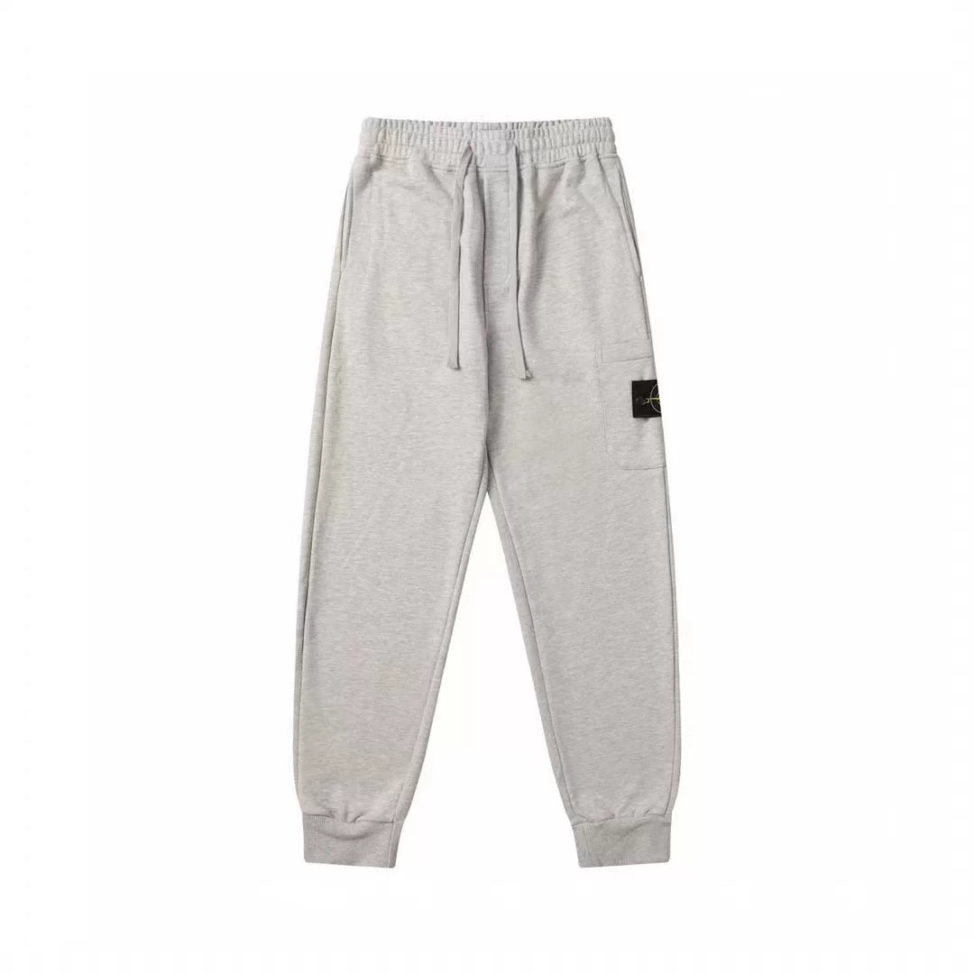 Stone Island Heather Grey Side Pocket Badge Jogger Sweatpants Unisex Trousers