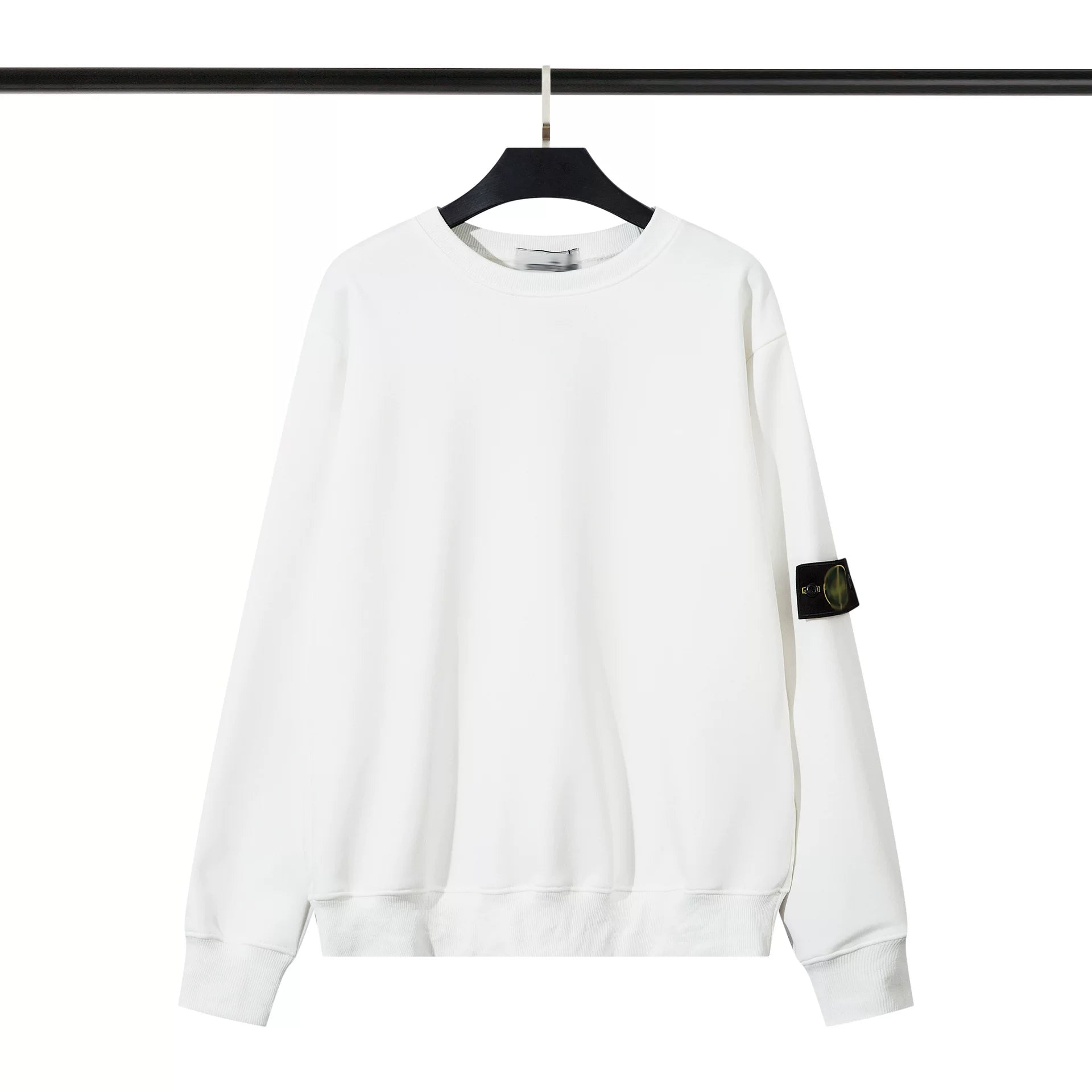 Stone Island White Crew Neck Arm Badge Sweatshirt Unisex Top