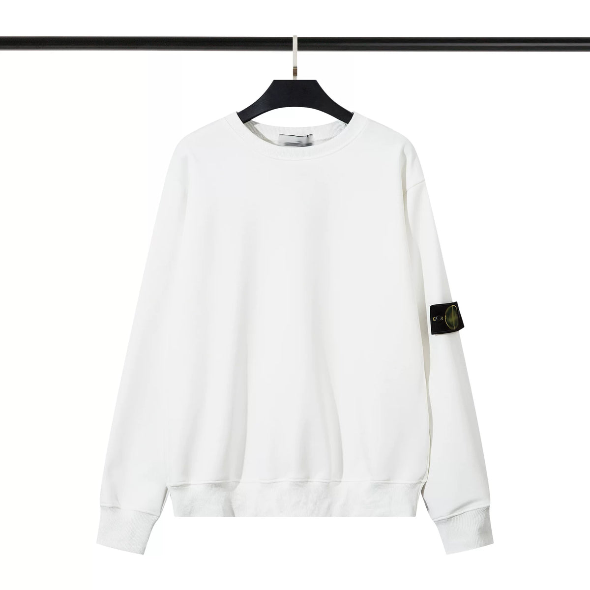 Stone Island White Crew Neck Arm Badge Sweatshirt Unisex Top