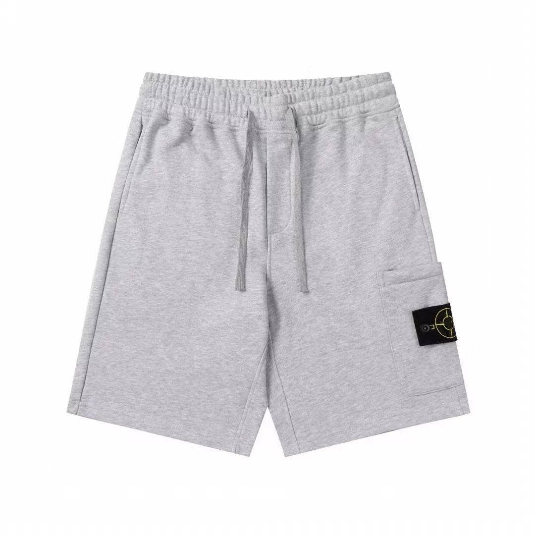 Stone Island Heather Grey Cargo Badge Sweat Shorts Unisex Casual Shorts