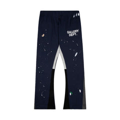 Gallery Dept Navy Paint Splatter Color Block Patchwork Flare Sweatpants