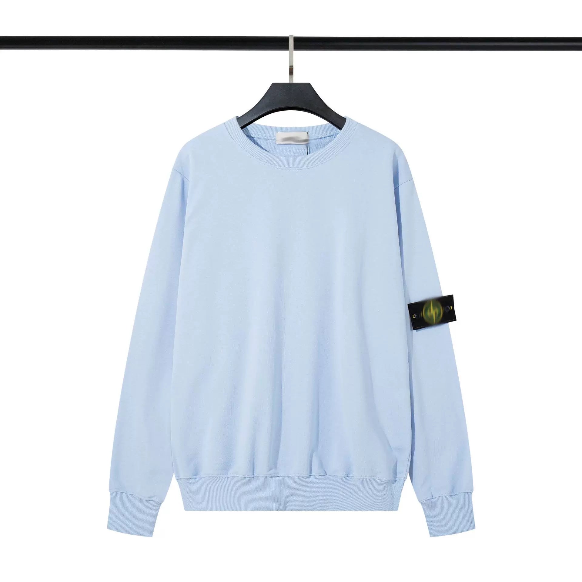 Stone Island Light Blue Crew Neck Arm Badge Sweatshirt Unisex Top