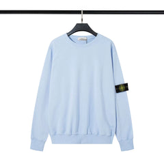 Stone Island Light Blue Crew Neck Arm Badge Sweatshirt Unisex Top