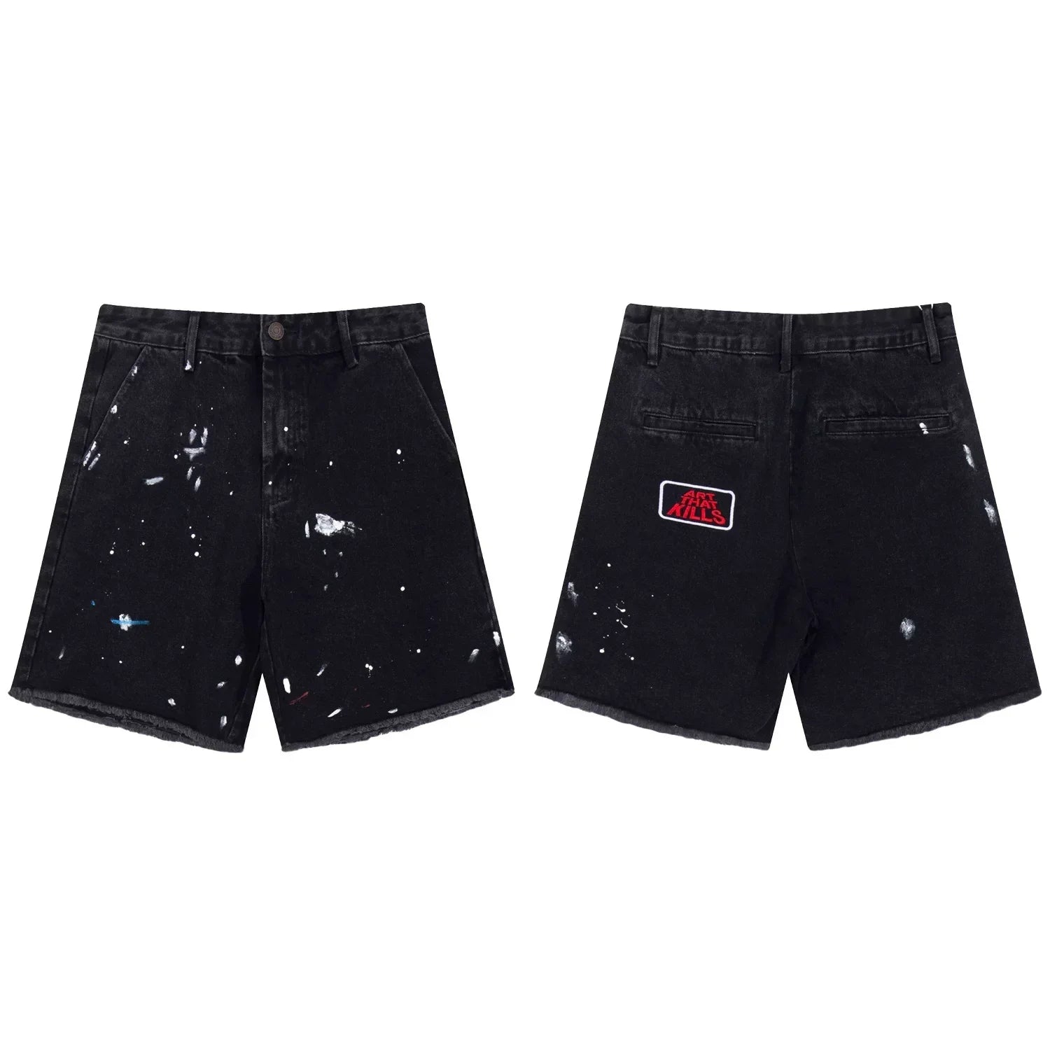 Gallery Dept Black Paint‑Splatter Denim Shorts