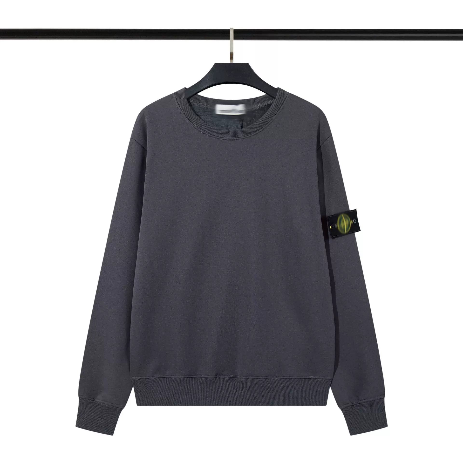 Stone Island Charcoal Grey Crew Neck Arm Badge Sweatshirt Unisex Top