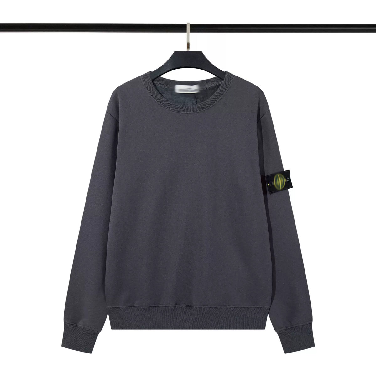Stone Island Charcoal Grey Crew Neck Arm Badge Sweatshirt Unisex Top