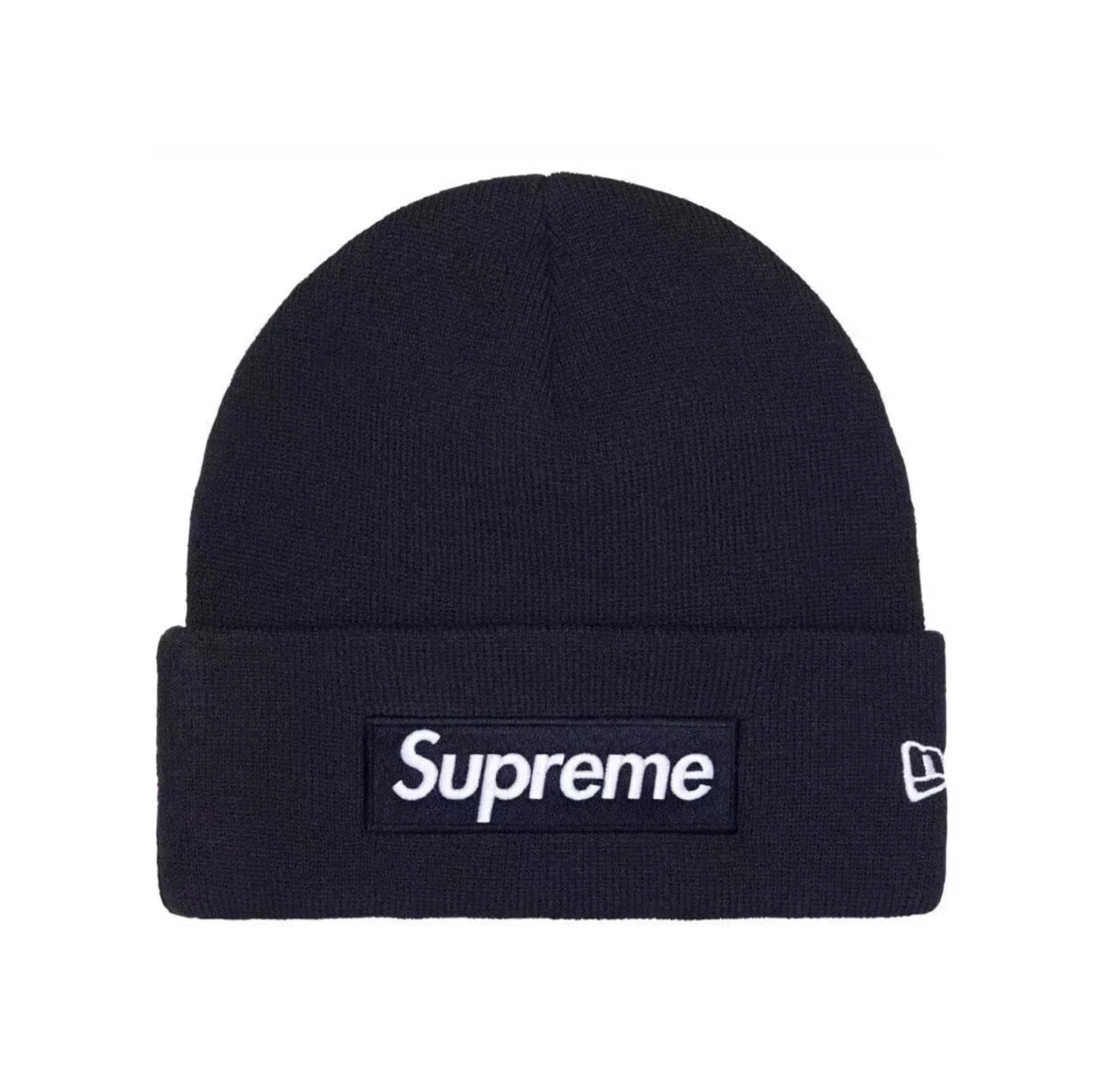 Supreme New Era Box Logo Beanie Fw25 Navy Knit Cuffed Hat