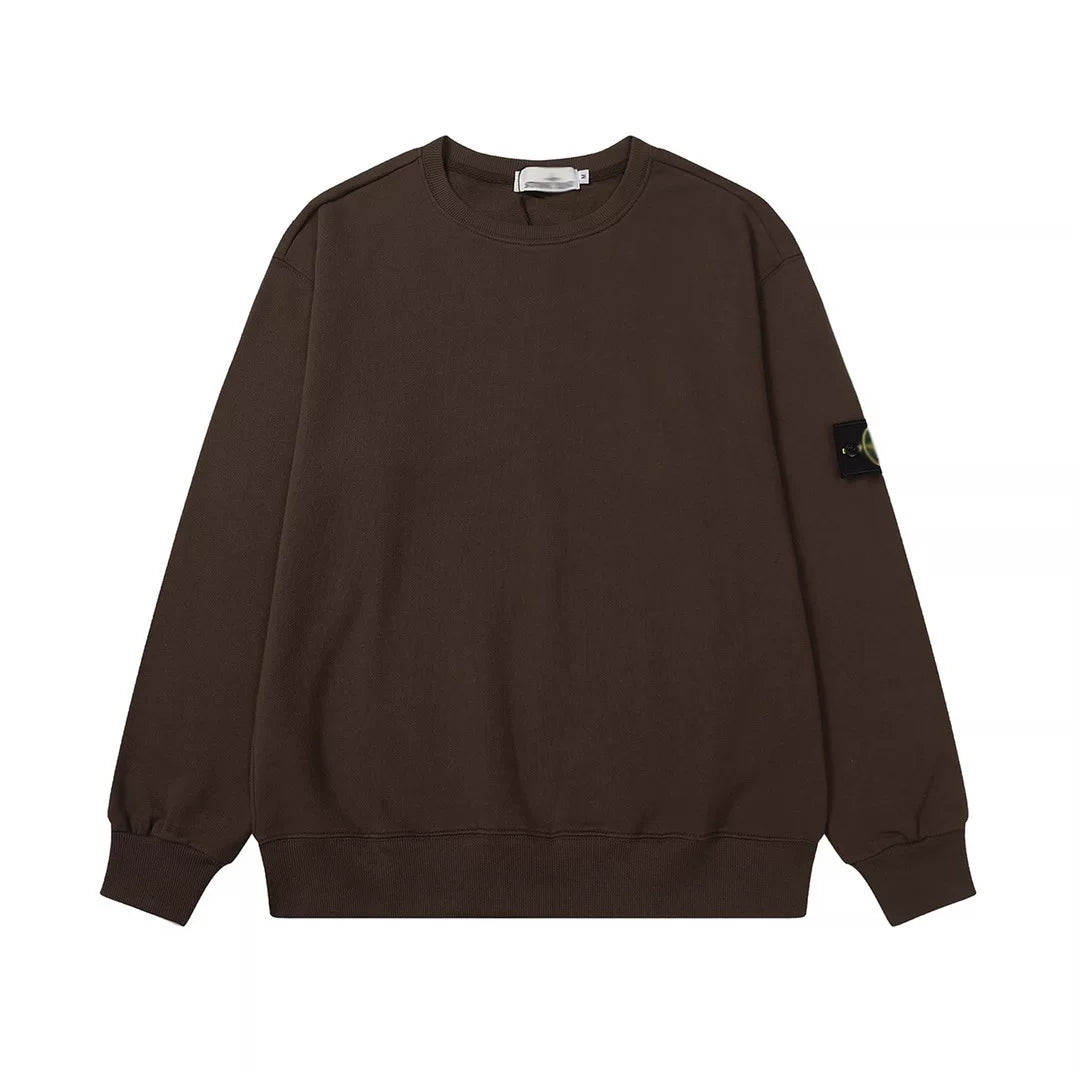 Stone Island Coffee Brown Crew Neck Arm Badge Sweatshirt Unisex Top