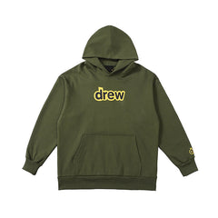 Drew House Classic Logo Olive Green Unisex Oversized Fleece Hoodie