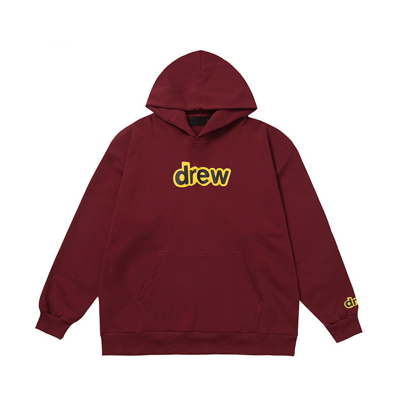 Drew House Classic Logo Burgundy Unisex Oversized Fleece Hoodie