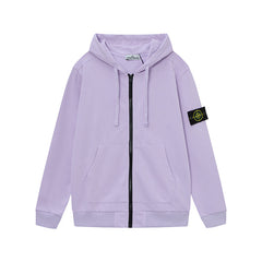 Stone Island Lavender Compass Patch Full Zip Hoodie